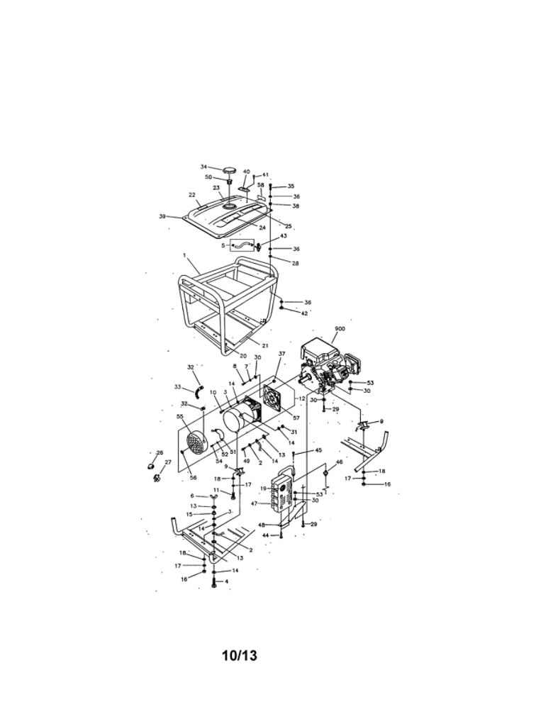 Main Unit Diagram and Parts List for 030372  Briggs and Stratton Generator
